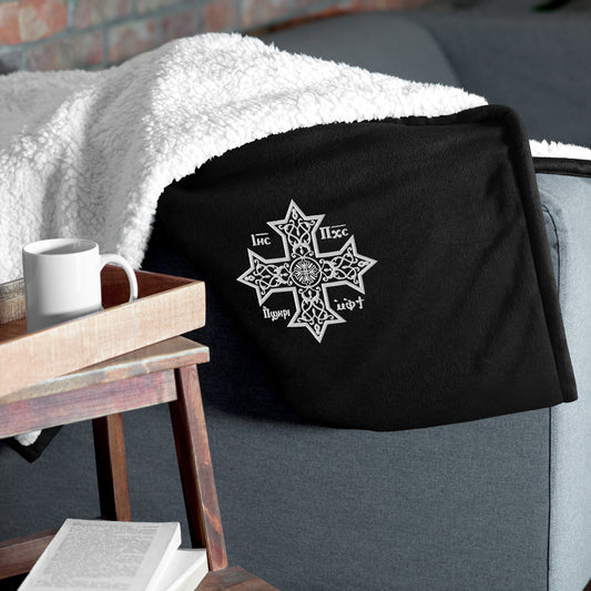 Embroidered Premium Sherpa Blanket - Coptic Cross