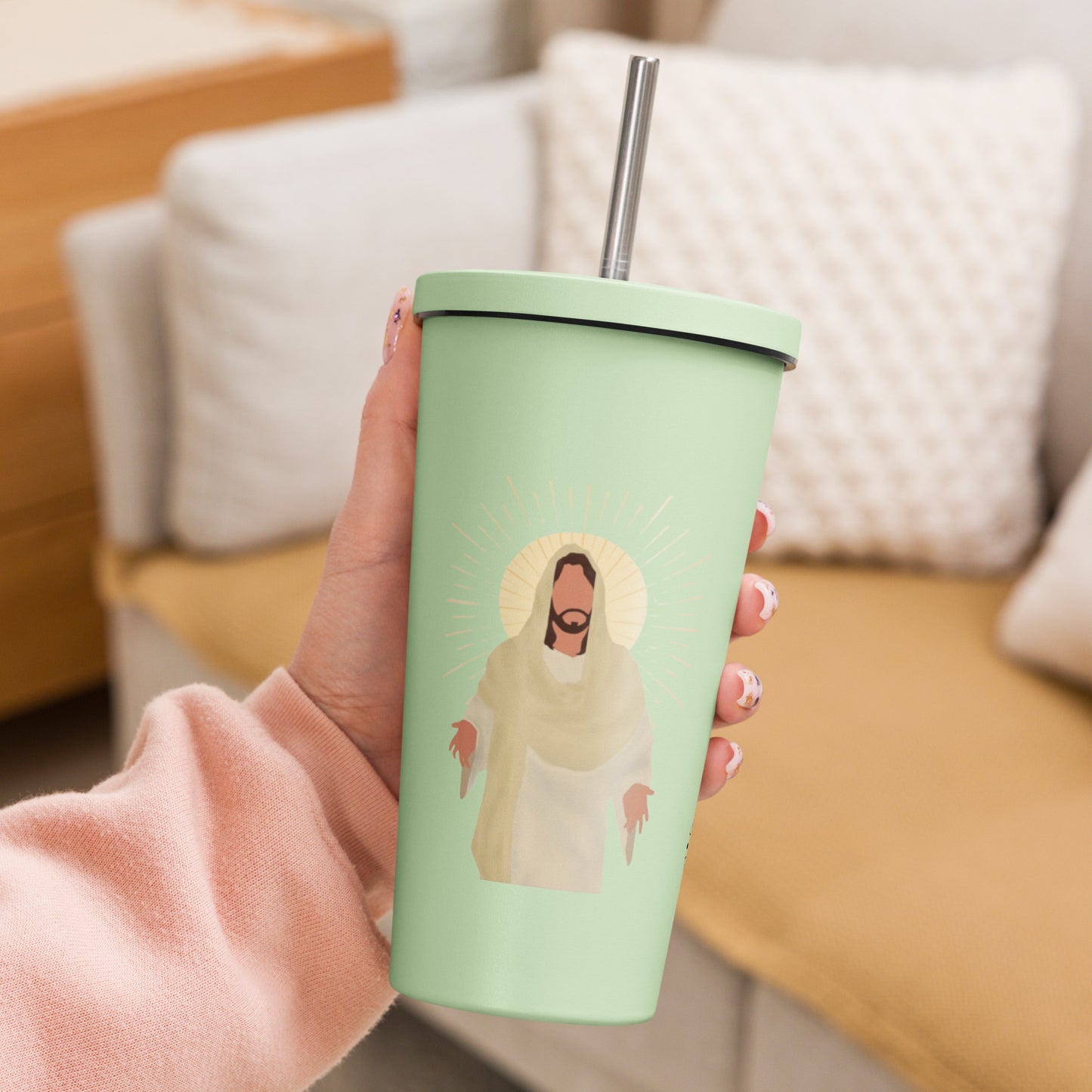 Insulated Tumbler with a Straw - Jesus Christ