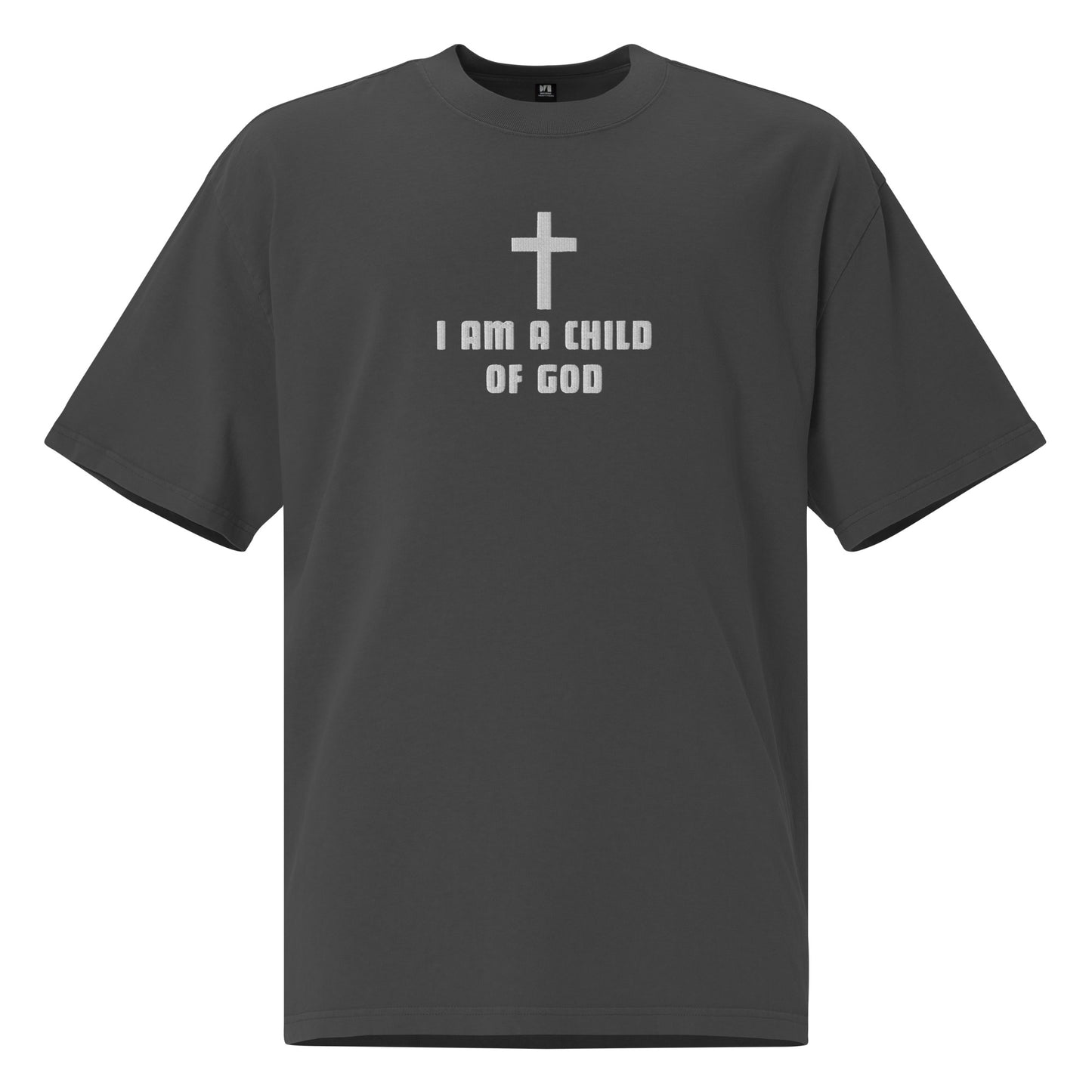 Embroidered Oversized Faded T-shirt - Child of God