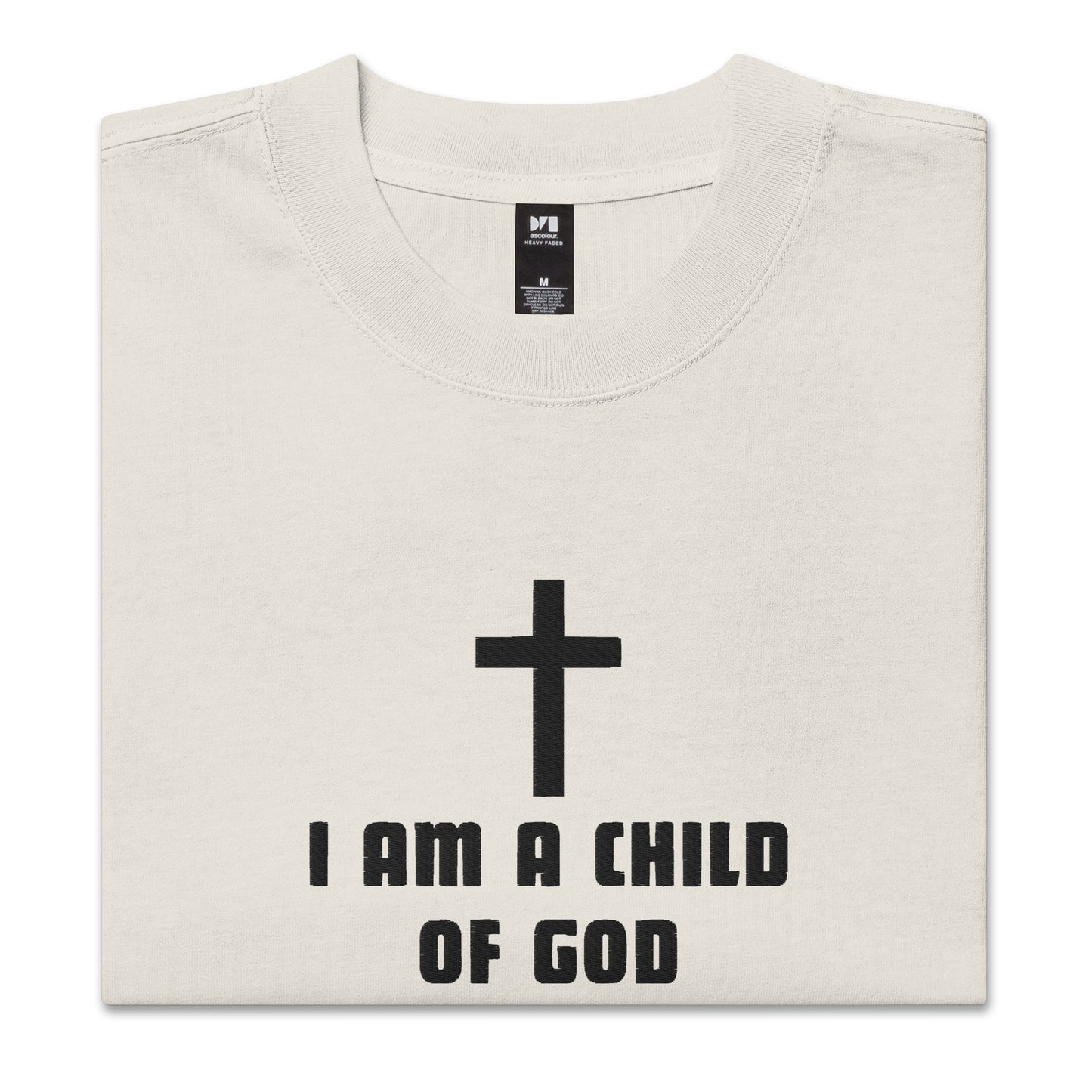 Embroidered Oversized Faded T-shirt - Child of God