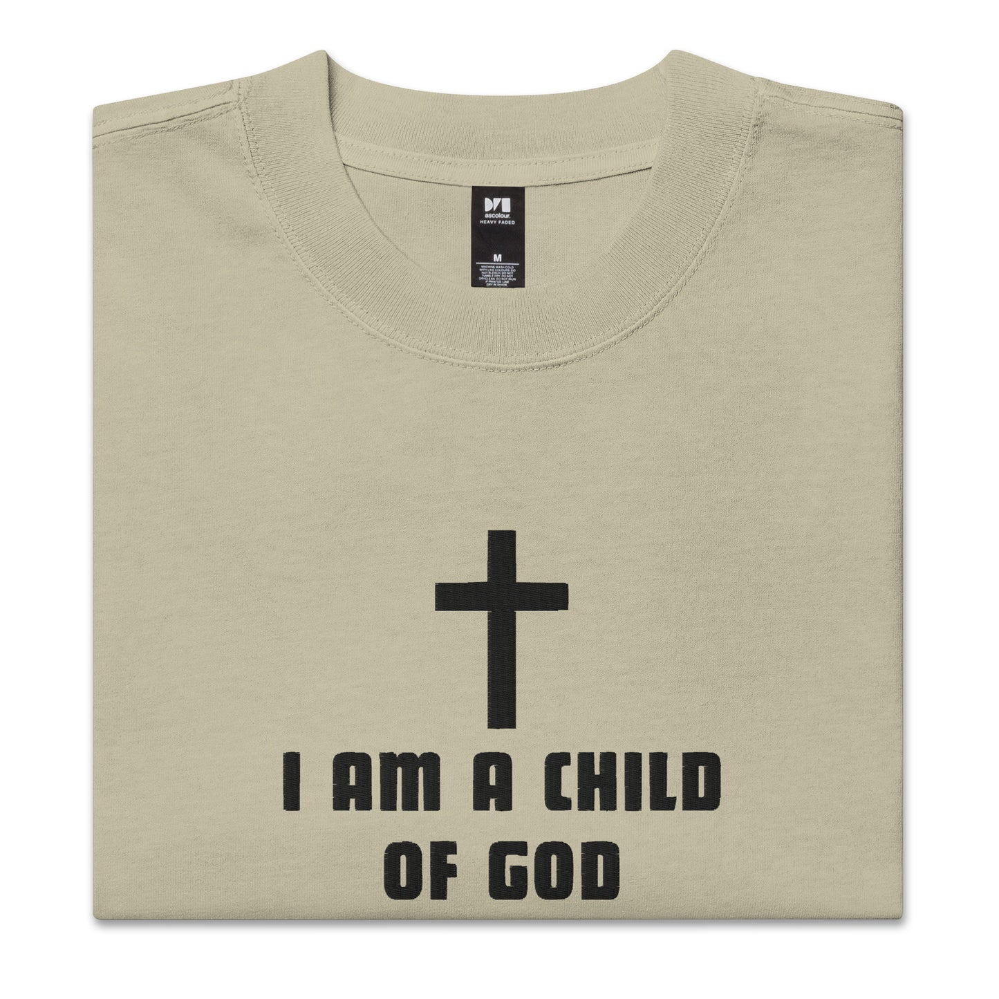 Embroidered Oversized Faded T-shirt - Child of God