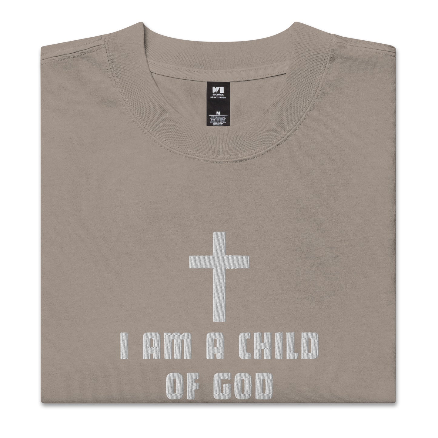 Embroidered Oversized Faded T-shirt - Child of God