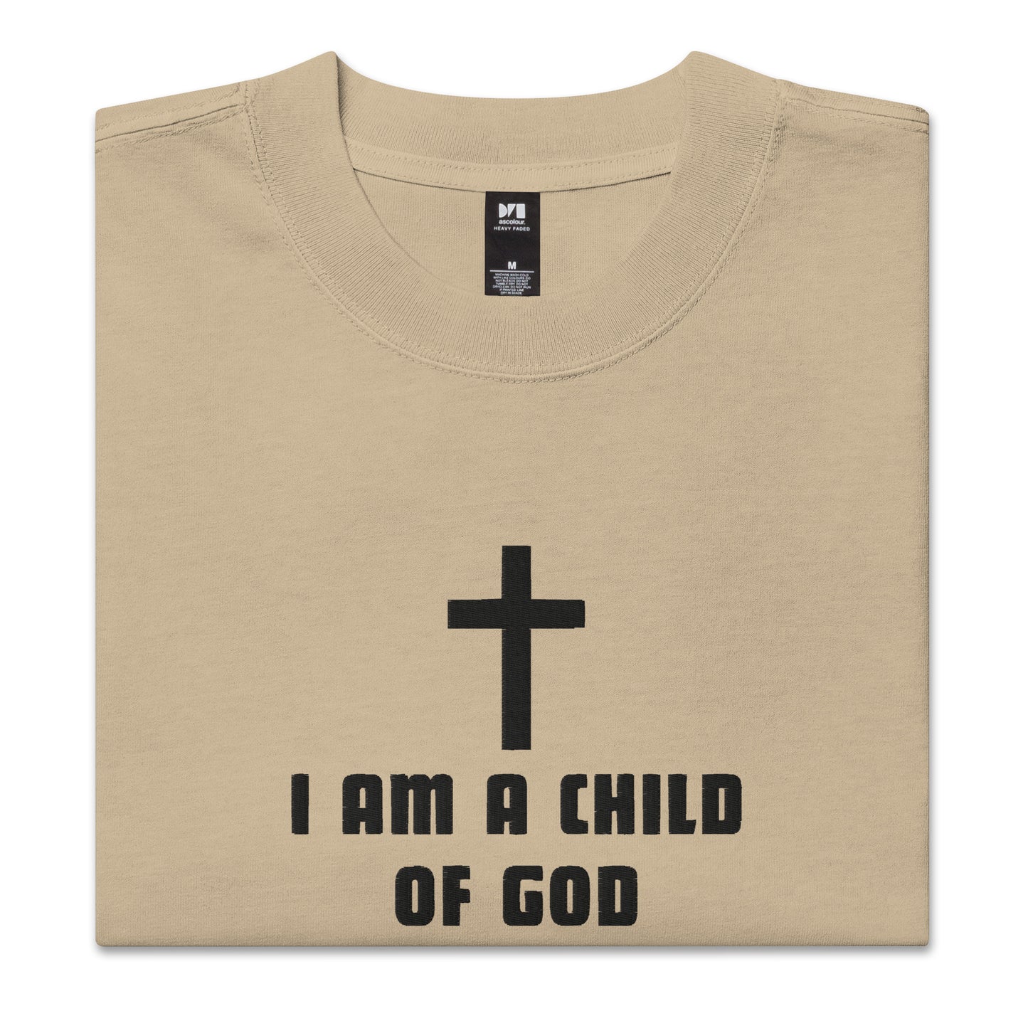 Embroidered Oversized Faded T-shirt - Child of God