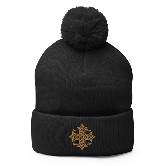 Pom-Pom Beanie - Coptic Cross