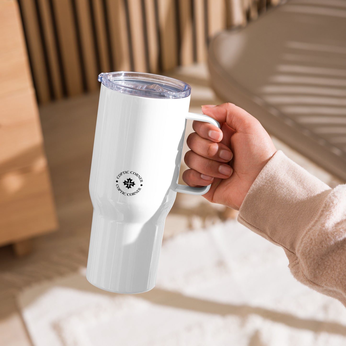 Travel Mug with a Handle - Coptic Cross