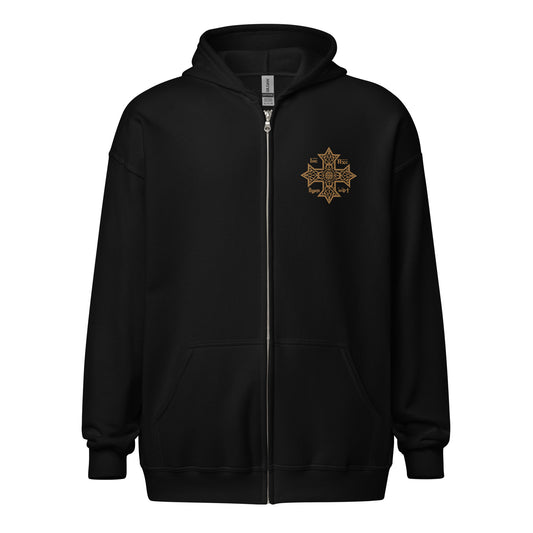 Embroidered Unisex Heavy Blend Zip Hoodie - Coptic Cross