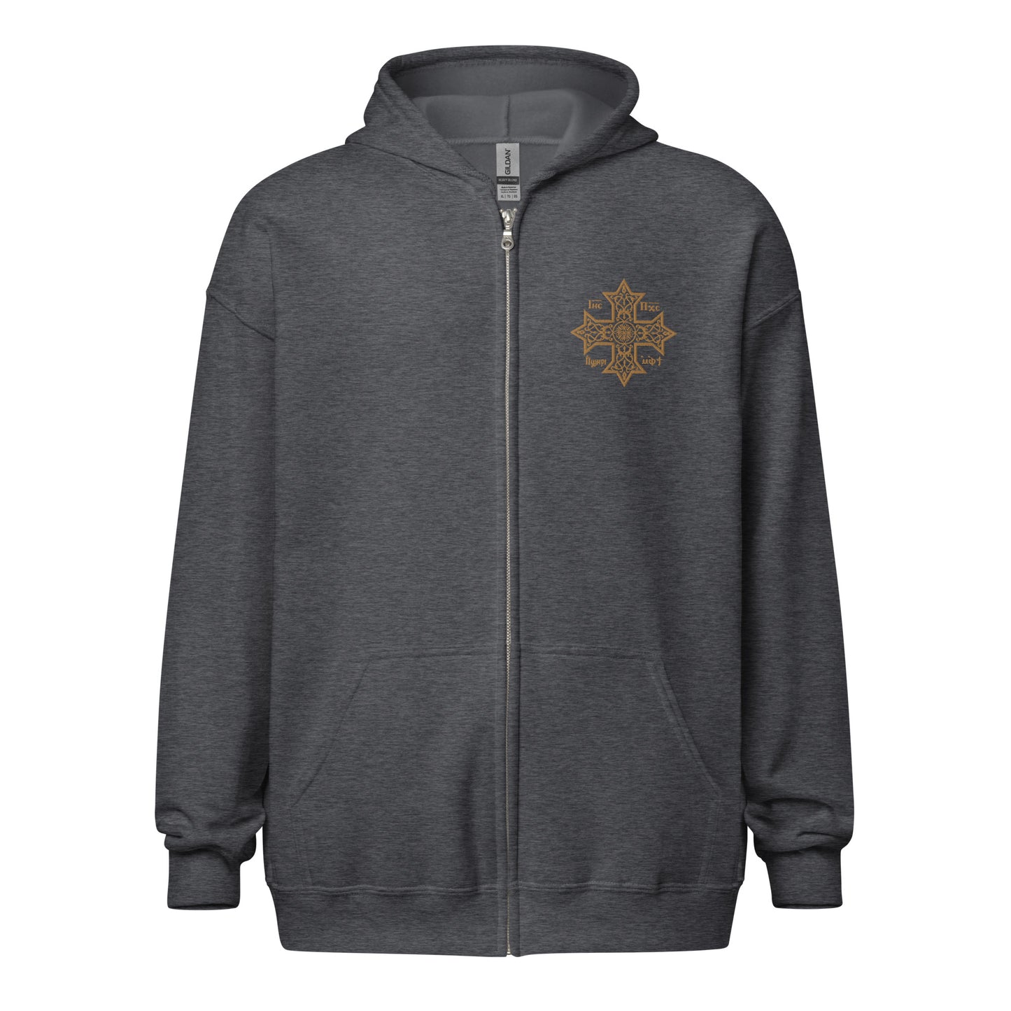 Embroidered Unisex Heavy Blend Zip Hoodie - Coptic Cross